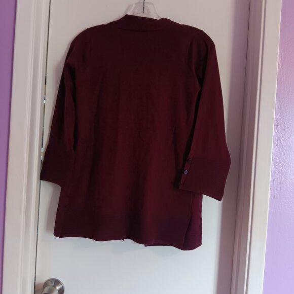 Women's Evolution by Cyrus Open Front Burgundy Cardigan Size XS NWOT - Picture 6 of 6